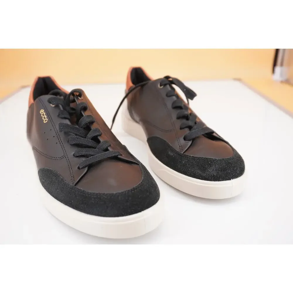 Ecco Womens Street Lite Luxe Leather Sneakers S Z 9 / 9.5 Black Brown Low Top